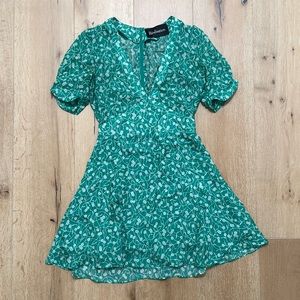 Realisation green floral mini dress